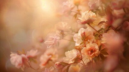 Enchanting Golden Hour Blooms - Serene Sunset Floral Background