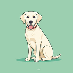 Vector illustration of a cute cartoon white labrador retriever sitting