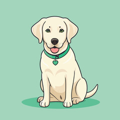 Fototapeta premium Vector illustration of a cute cartoon white labrador retriever sitting