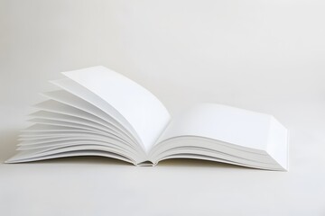 blank white open book mock up with copy space over white background