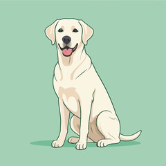 Vector illustration of a cute cartoon white labrador retriever sitting