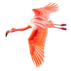 A flying flamingo isolated on transparent background.
