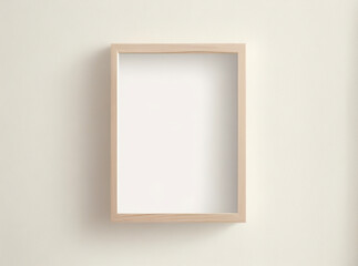 Moderner brauner Naturholzrahmen isoliert auf transparentem Hintergrund. D&uuml;nnes Portr&auml;t-vertikales Rechteck-Holzrahmenmodell f&uuml;r Poster, Foto, Bild, Bild, Wandkunstmodell