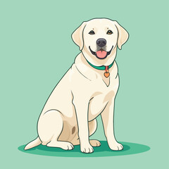Vector illustration of a cute cartoon white labrador retriever sitting