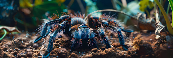 Domesticated Tarantula in a Well-Equipped Terrarium Exhibiting Essential Care For Spiders