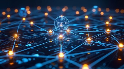 Advanced AI network visualized on a digital interface for social media analytics. Artificial Intelligence and social media integration concept.