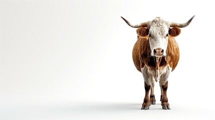 cow standing, white background, mammal domesticated farming