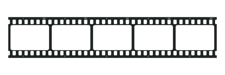 Movie long film strip isolated on white background. Film strip template. Cinema and filmmaking concept. Vector illustration