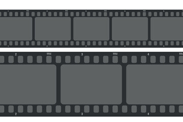Movie long film strip close up. Cinema and filmmaking concept. Vector illustration