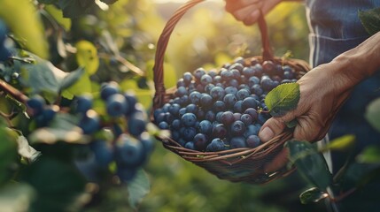 blueberry picking plants berries basket