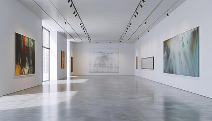 Obraz premium An empty gallery room featuring just one artwork against a white wall