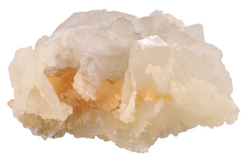 Dolomite anhydrous carbonate composed of calcium magnesium carbonate mineral rock isolated on white...
