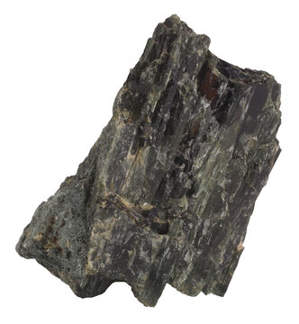 Diopside monoclinic pyroxene mineral gem stone gemstone isolated on white background. Mineralogy gems gemstones concept