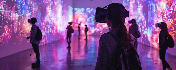 An immersive art installation where visitors interact with generative AI visuals and soundscapes