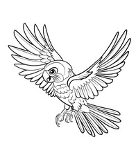 bird black and white coloring book vector illustration for creative leisure activities