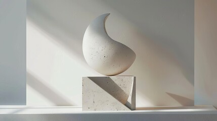 An isolated image of a minimalist sculpture against a bright background