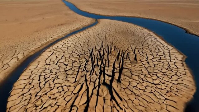Earth and sandy desert with prints World Day to Combat Desertification and Drought
