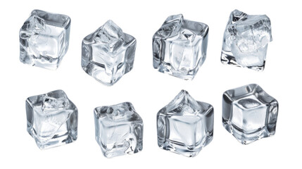 Set of ice cubes isolated on transparent background