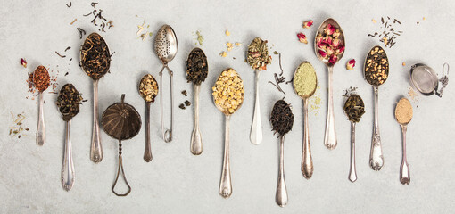 Vintage Spoons with Assorted Teas