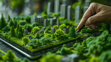 Ultra realistic landscape architect planning green urban areas concept with focus on sustainability and eco friendly spaces