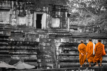 Monks in Baphuon, Angkor Thom, Cambodia