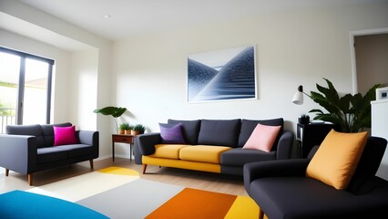 interior of a living room with a sofa