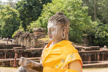 Buddha statue at the Terrace of the Elephants, Angkor, Cambodia