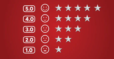 rating silver 3d star emoji set vector illustration