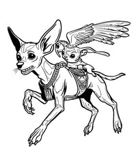 chihuahua mexican dog black and white coloring book vector illustration for creative leisure activities