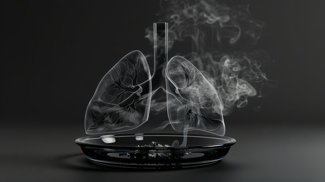 Smoke formation shaped as human lungs. Illustration of smokers lungs which could be used in non-smoking campaigns or lung cancer campaigns.