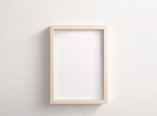壁に木製フレームの写真のモックアップ。木製の額縁をモックアップします。影付きの水平方向の境界線。背景の壁に空のフォト フレーム。デザインの境界線は、ポスターと絵画の画像を印刷します。ベクター