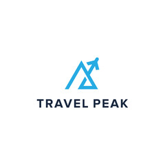 travel peak simple sleek creative geometric modern logo design vector