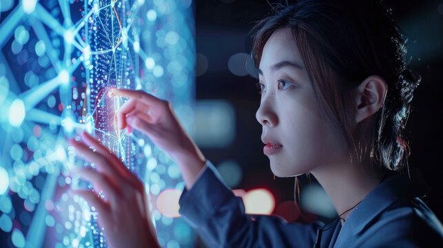 A Female Asian It Technician Explains Network Connection To A Novice Engineer, Background HD For Designer