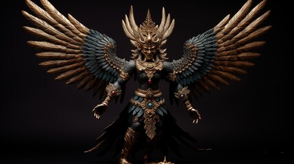 Illustration of Garuda on a Black Background