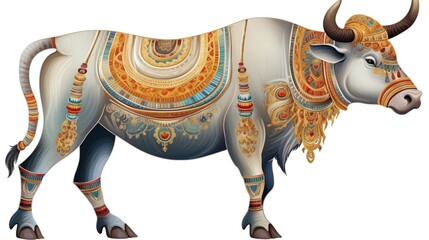 Obraz premium Illustration of Nandi on a White Background