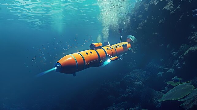 An underwater drone exploring the depths of the ocean, mapping new territories for scientific research