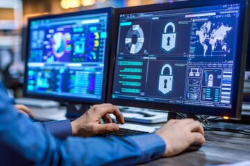 Fototapeta premium Cyber audits protect user data confidentiality with robust secure network defenses and focused encryption practices.