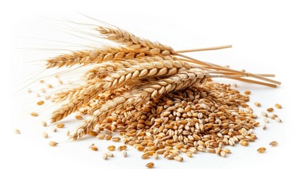 pile of cereals on white background generative ai