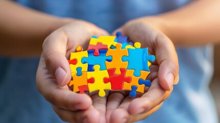 Hands holding puzzle generative ai