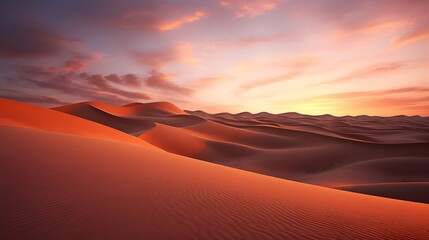 Fototapeta na wymiar Desert sand dunes panorama at sunset. Nature composition.