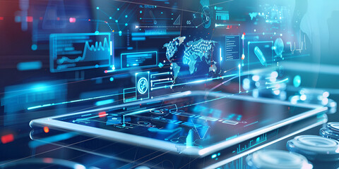 "Futuristic Command: Navigating the Next-Gen Tech Interface", "Interface Evolution: The Future of Digital Interactions"