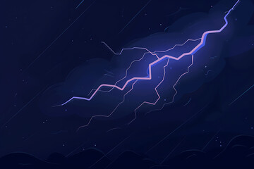 Lightning on the dark sky. Abstract background. Flat style.