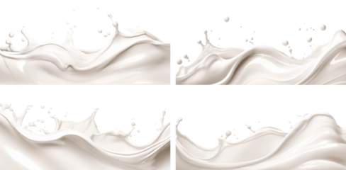 Set of milk or cream splashes, cut out