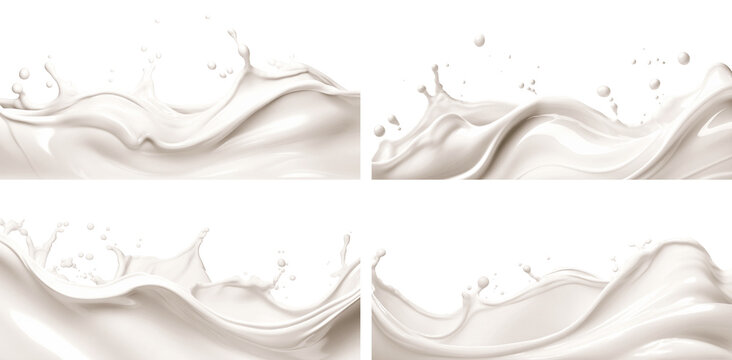 Set of milk or cream splashes, cut out