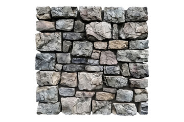 Wall made with stones isolated on transparent background