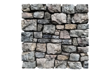 Wall made with stones isolated on transparent background