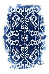 Watercolour Ikat Ogee background - Ethnic folk pattern. Abstract background for textile design, wallpaper, surface textures. Boho Style