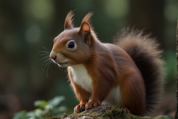 squirrel in close-up on the background of the forest