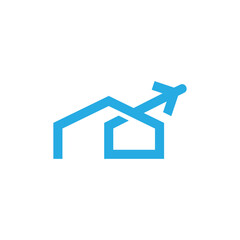 plane house simple sleek creative geometric modern logo design vector