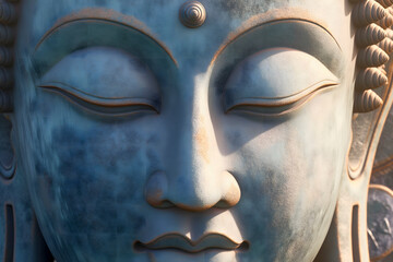 Close up of the face of a buddha in Thailand.